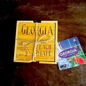 Totally Bamboo Georgia State Puzzle 4 Piece Bamboo Coaster Set with Case